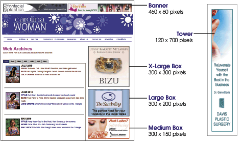 web ad sizes